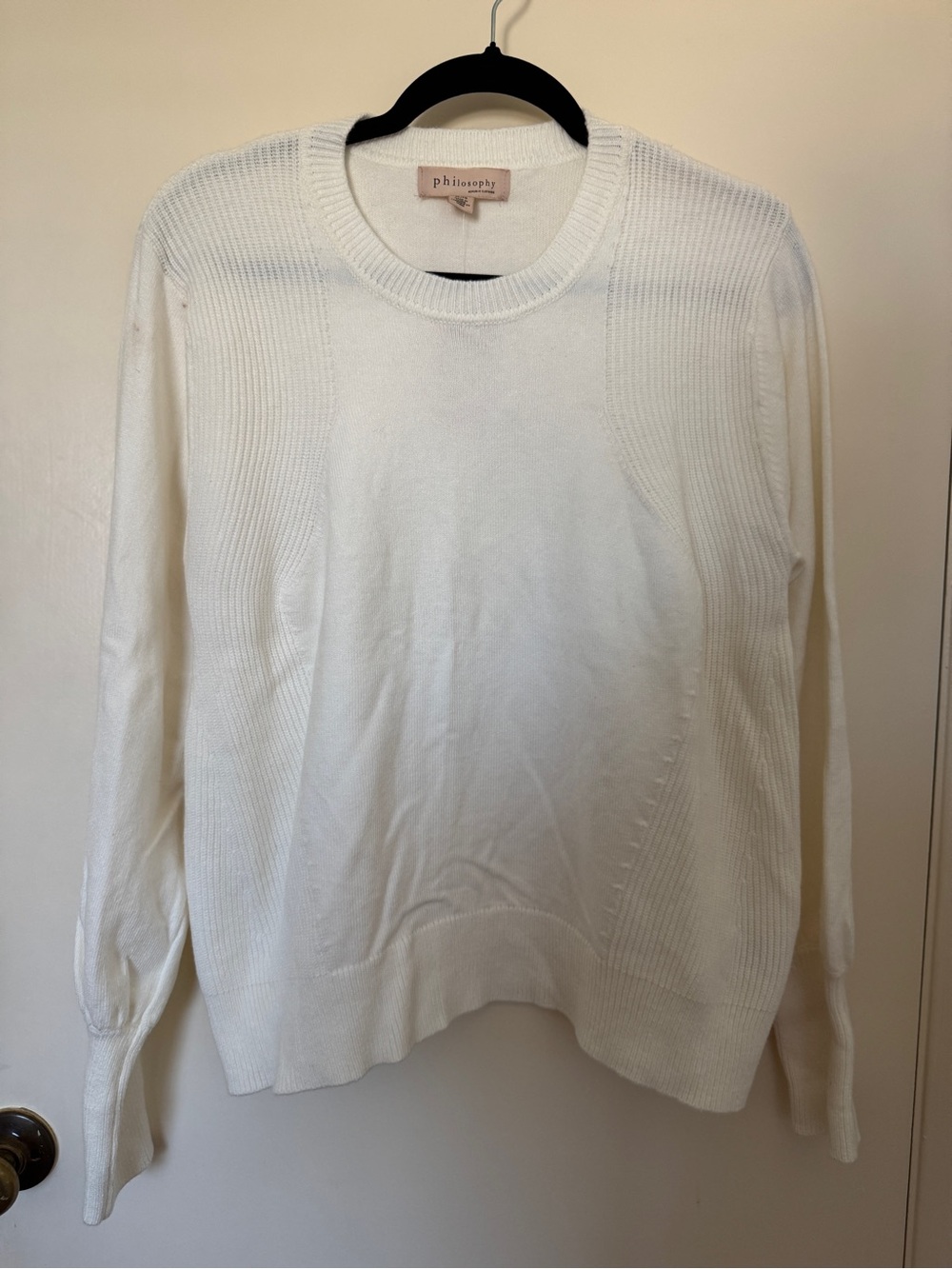 Philosophy Cream Ribbed Crewneck Sweater size XL NWT
